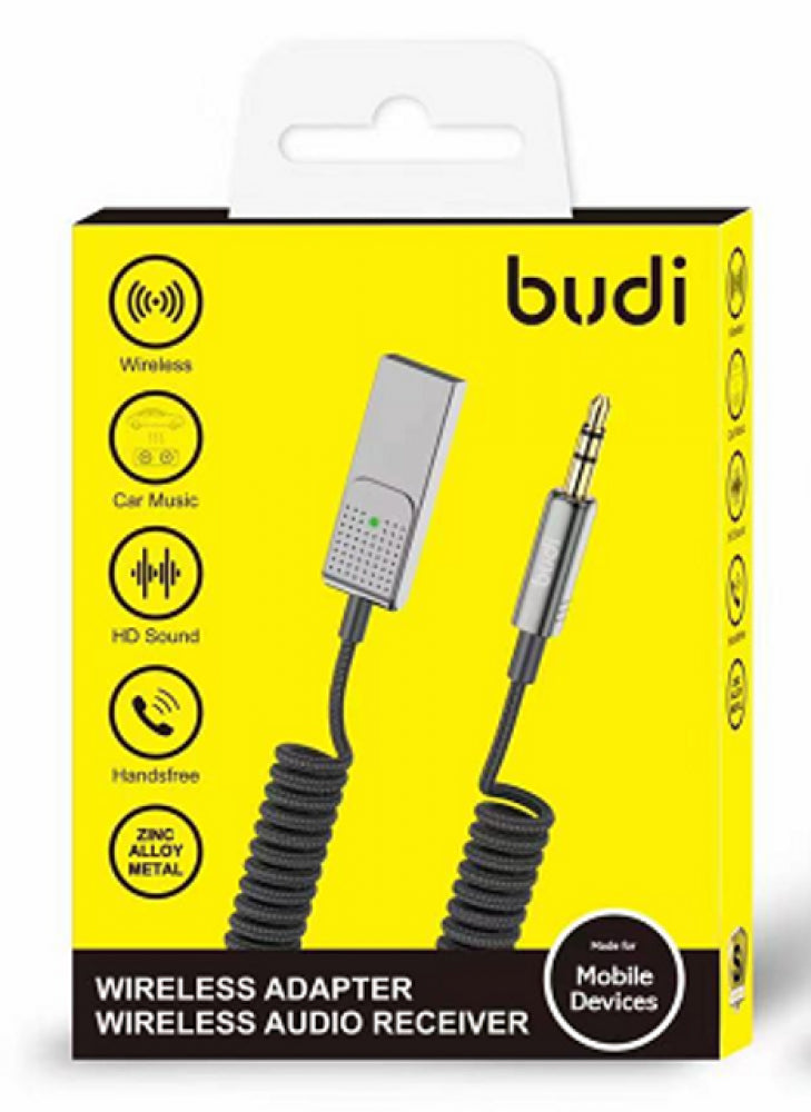 The Budi Wireless Adapter seamlessly transforms wired setups into wireless wonders Featuring a 3.5mm audio jack