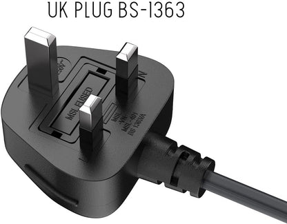 1M 18 AWG England/UK Notebook Power Cord, Non-Polarized, with Fuse (IEC-320-C7 to UK Plug BS1363-1/A)