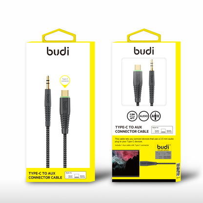 BUDI 1.2M TYPE-C TO AUX BRAIDED CABLE