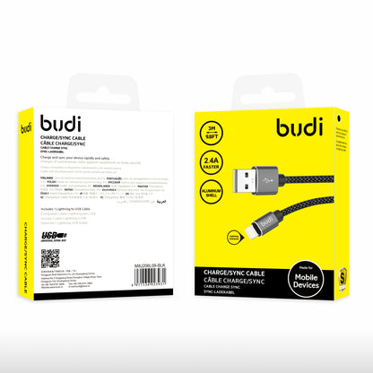 Budi 3(9.8FT) Meter Braided Fast Charge USB A to Lightning Charging Cable