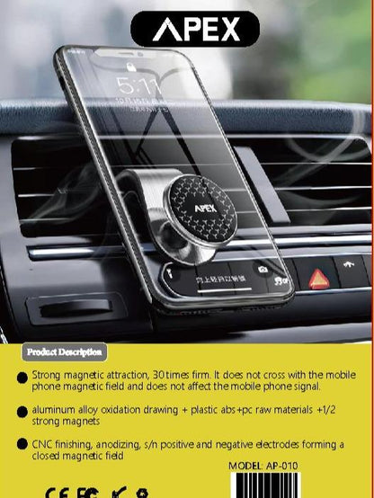 Magnetic Car Phone Holder – Mobile Support for Cars | Cell Phone Support | Mobile Mount for iPhone, Xiaomi, Huawei, Samsung