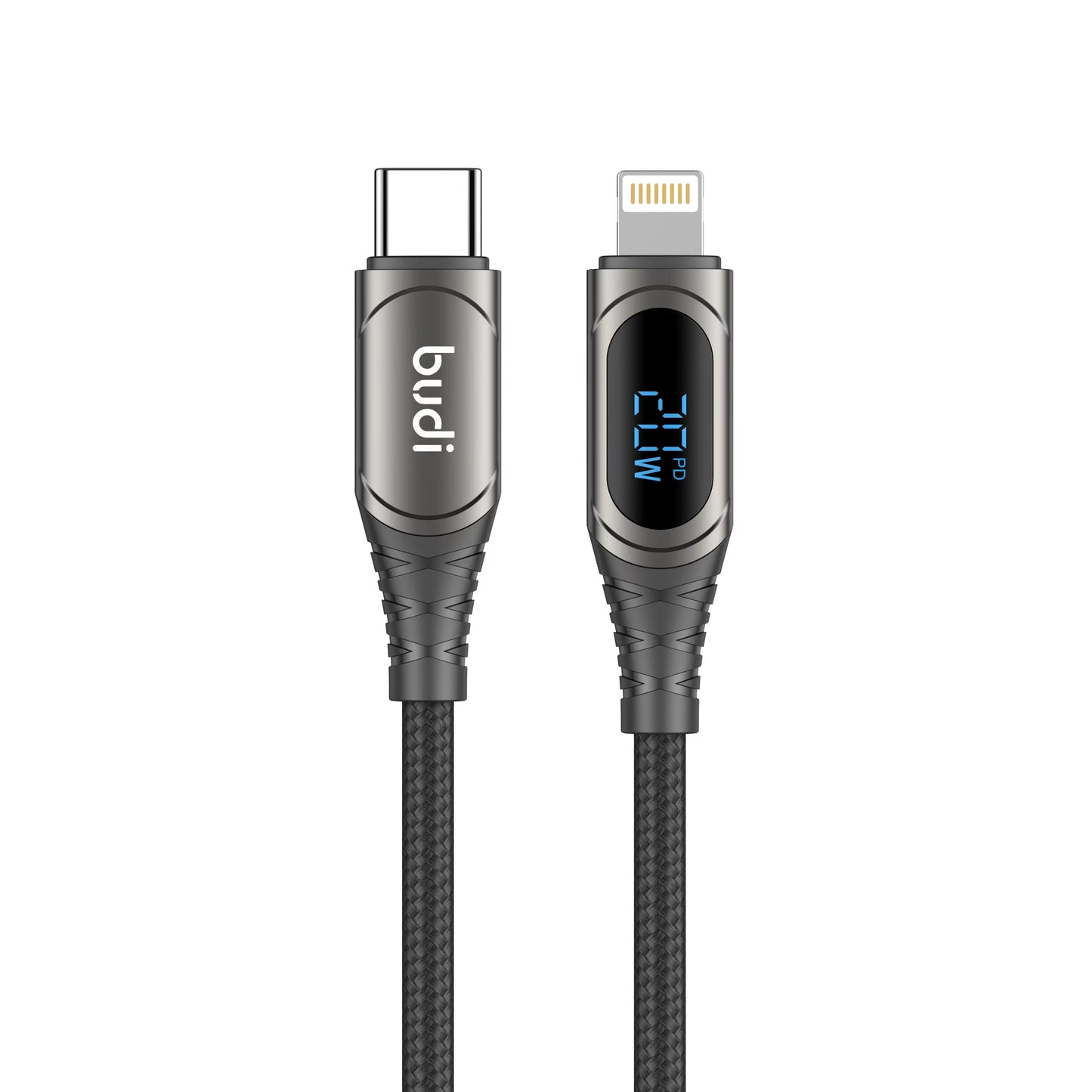 Budi PD20W Type-C to LIGHTNING Charging Cable with LED Indicator and Zinc Alloy Braid