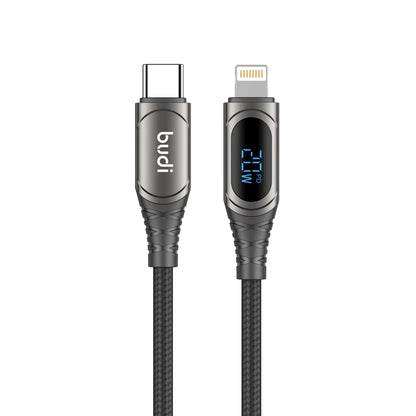 Budi PD20W Type-C to LIGHTNING Charging Cable with LED Indicator and Zinc Alloy Braid