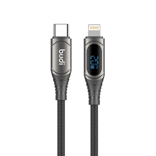 Budi PD20W Type-C to LIGHTNING Charging Cable with LED Indicator and Zinc Alloy Braid