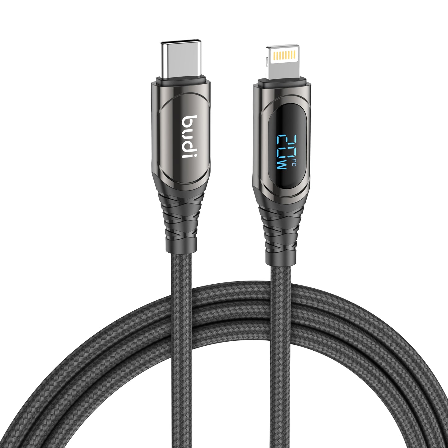 Budi PD20W Type-C to LIGHTNING Charging Cable with LED Indicator and Zinc Alloy Braid