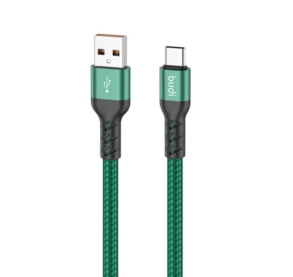 3A BUDI 1.5M USB TO TYPE-C  Braided CHARGING AND SYNC CABLE IN GREEN COLOUR