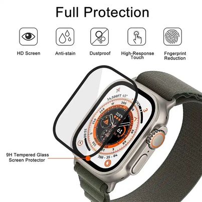 Apple Watch Screen Protector, Easy Installation, Protective Film Locator, Bubble-Free, Oil-Resistant, Scratch-Resistant, HD, Full Coverage