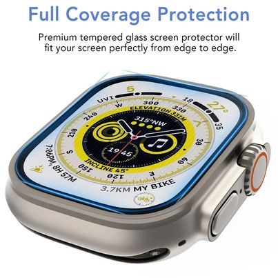 Apple Watch Screen Protector, Easy Installation, Protective Film Locator, Bubble-Free, Oil-Resistant, Scratch-Resistant, HD, Full Coverage