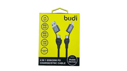 Budi 4 in 1 USB Type-C to C PD 65W 20W Charging Power Cable For iPhone Accessories Lightning Cable