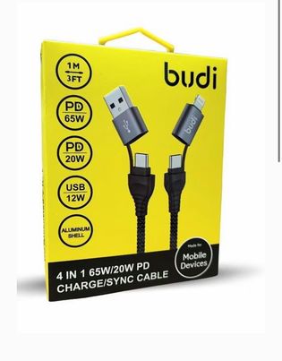 Budi 4 in 1 USB Type-C to C PD 65W 20W Charging Power Cable For iPhone Accessories Lightning Cable