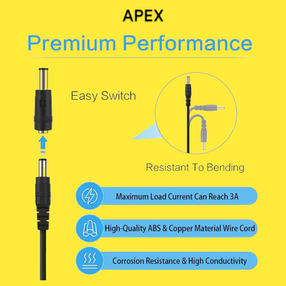 Universal USB-C to DC Power Cable Charger with 13 Interchangeable DC Connectors
