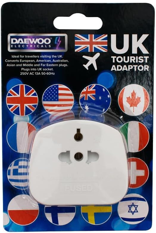 2 Pcs UK Tourist Travel Plug Adapter