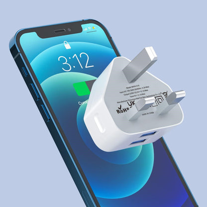 DUAL USB Plug Charger with Smart IC Charging Technology for Mobile Phones and Smartphones - UK Dual Port Wall Adapter