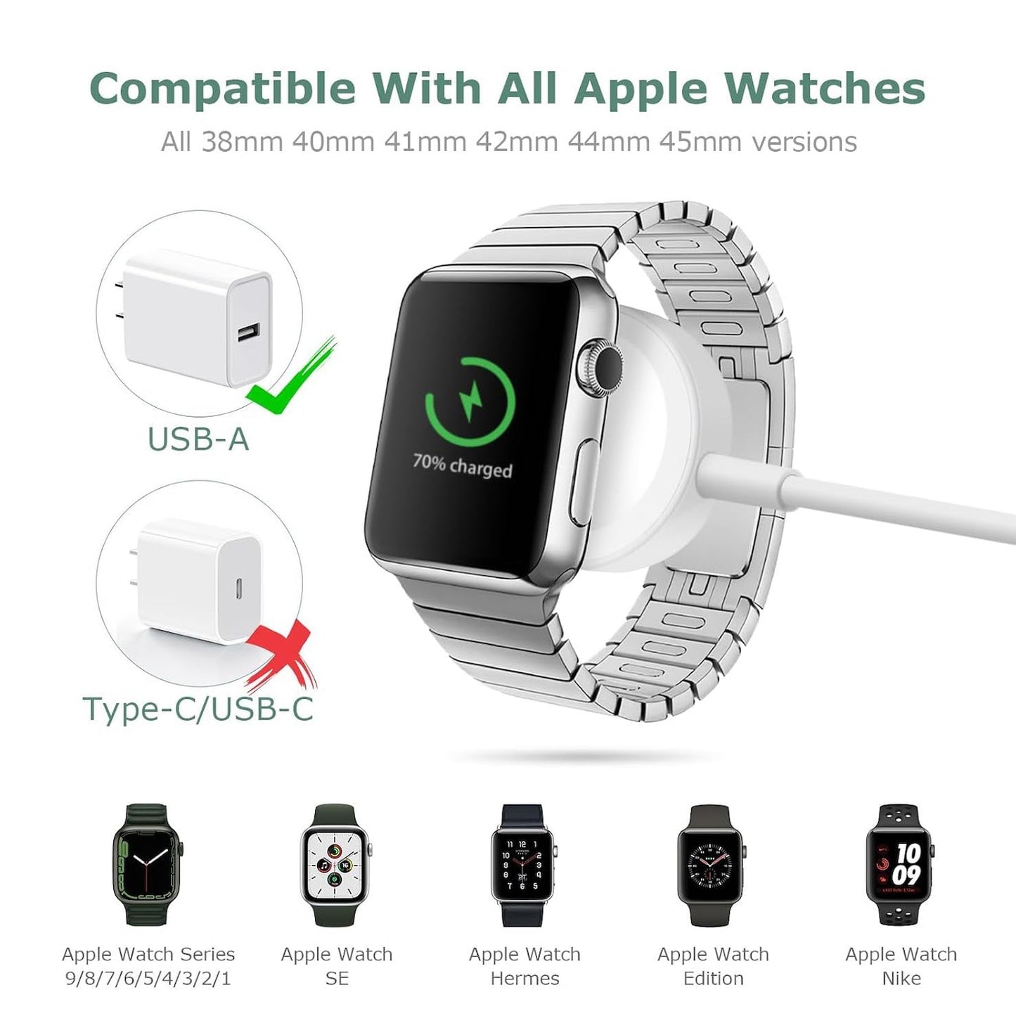 Watch Charger for Apple Watch [MFI Certified] USB-Magnetic Fast Charging Cable