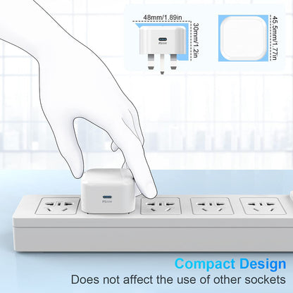 20W Fast Charger Plug and USB-C to Lightning Cable for iPhone - High-Speed Charging Adapter and Cable Combo