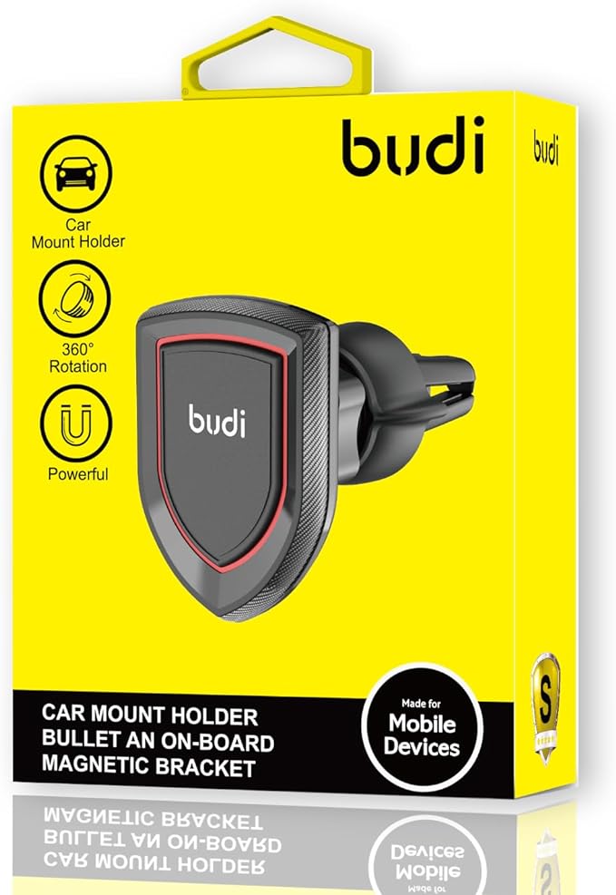 Budi Magnetic Car Phone Mount - 360° Rotating On-Board Holder with Strong Bullet Design - Convenient and Secure Driving Solution