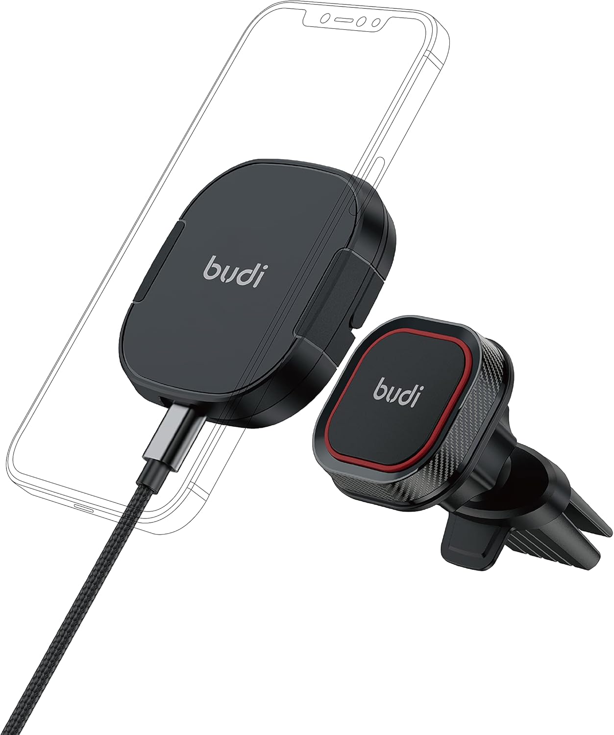 BUDI Magnetic Wireless Car Charger - 15W