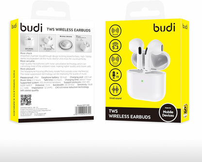 Budi TWS Wireless Earbuds - Bluetooth 5.0, Hi-Fi Stereo