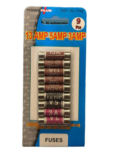 9 Pack Mixed Fuses (5x13 Amp, 2X 3 Amp, and 2x5 Amp)