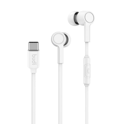 Budi Type-C Earphones with Remote and Mic (1.2m) - Black & White