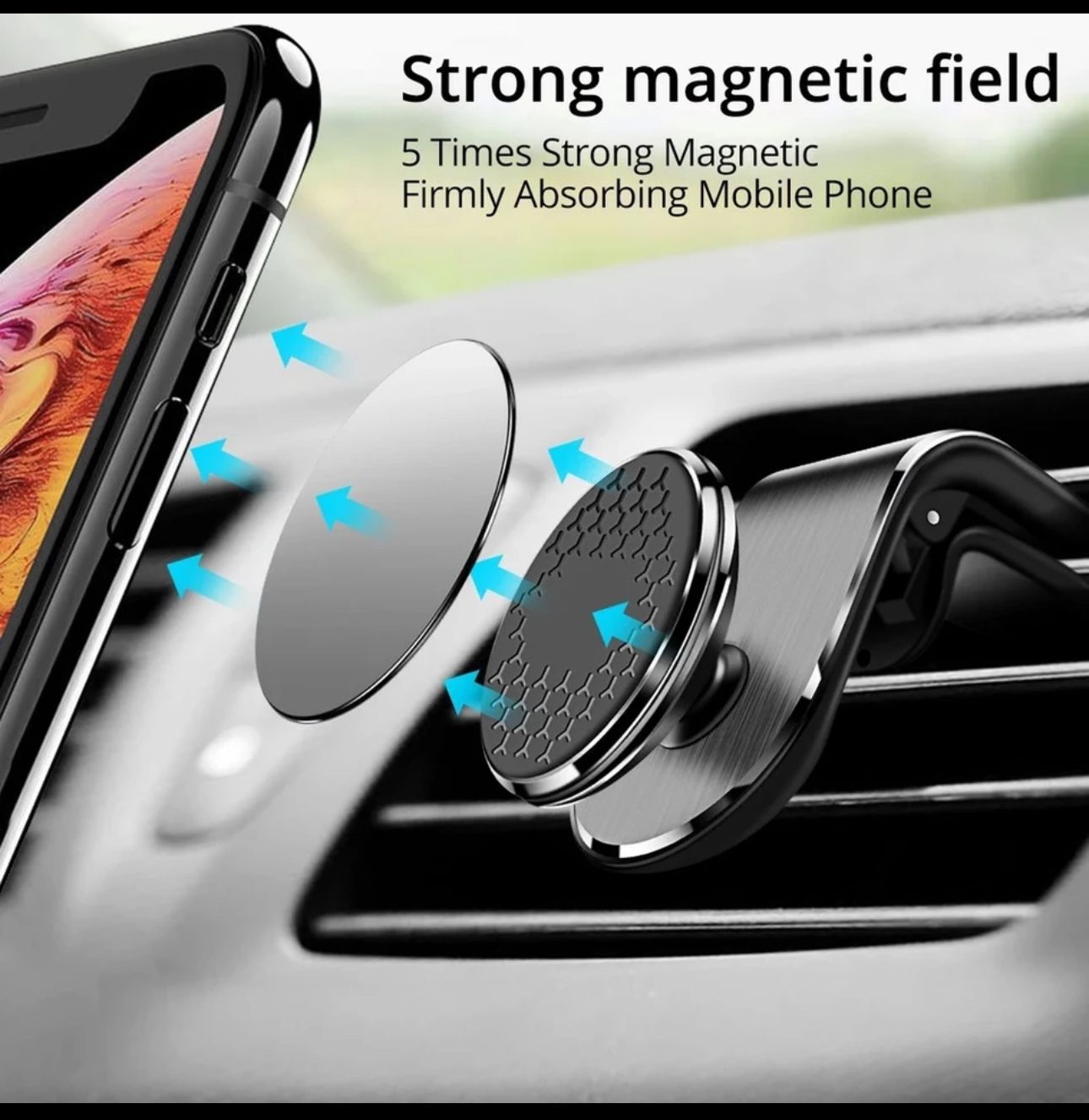 Magnetic Car Phone Holder – Mobile Support for Cars | Cell Phone Support | Mobile Mount for iPhone, Xiaomi, Huawei, Samsung