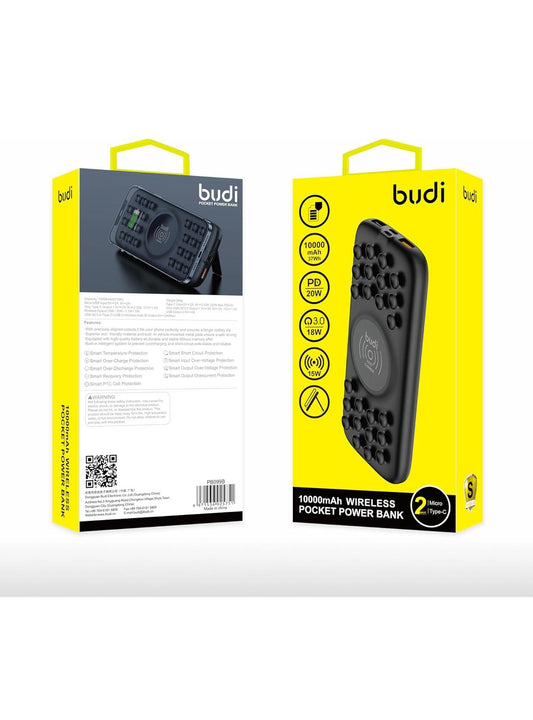 Budi - 10000mAh Wireless Pocket Power Bank - Fast Charging