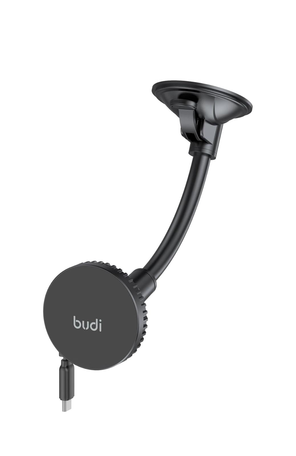 Budi - Universal Magnetic Wireless Car Charger and Holder - Windshield + Vent + Retractable 1m Cable