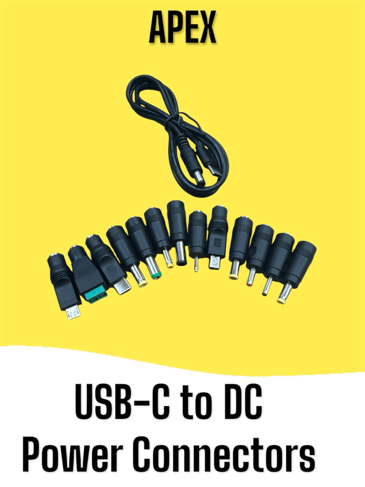 Universal USB-C to DC Power Cable Charger with 13 Interchangeable DC Connectors