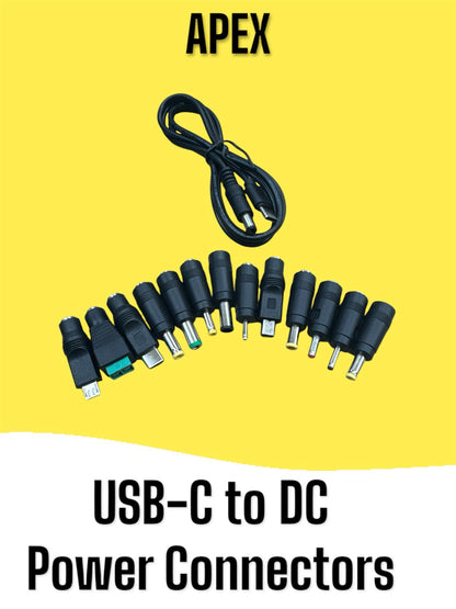 Universal USB-C to DC Power Cable Charger with 13 Interchangeable DC Connectors