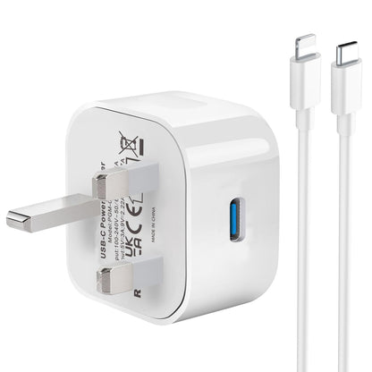 20W Fast Charger Plug and USB-C to Lightning Cable for iPhone - High-Speed Charging Adapter and Cable Combo