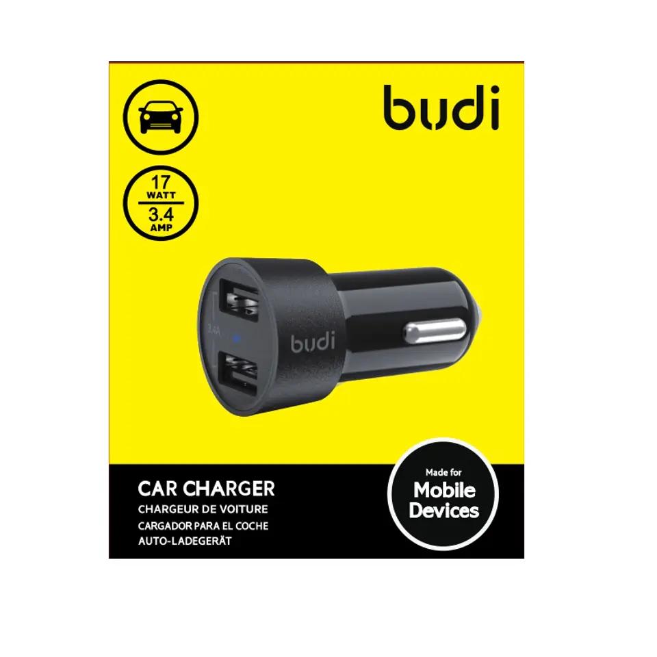 Budi Dual USB 3.4AMP Car Charger-BLACK