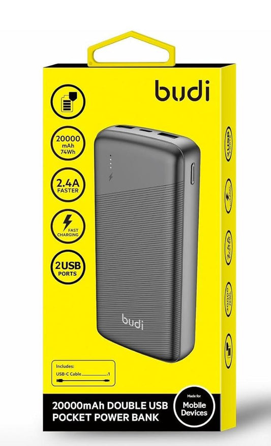 BUDI-20000mAh Double USB Pocket Power Bank-Fast Charging