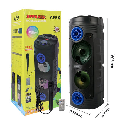 Super Bass Wireless Speaker with Wired Microphone (6.5 Inch x 2)