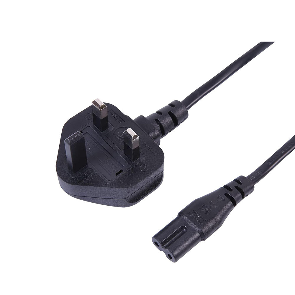 1M 18 AWG England/UK Notebook Power Cord, Non-Polarized, with Fuse (IEC-320-C7 to UK Plug BS1363-1/A)