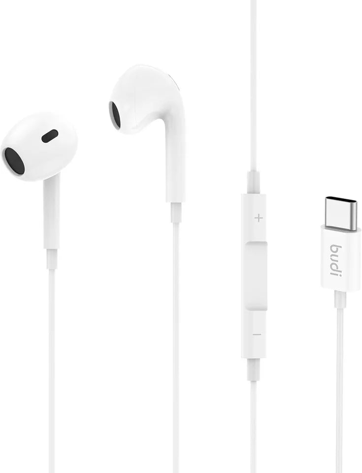 Budi - Earphones with Remote and Mic, USB-C Connector, White